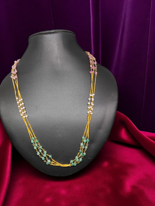 Nayanthara Premium Quality Mid Length 3 Layered Pearl Chains Available in 2 Variants