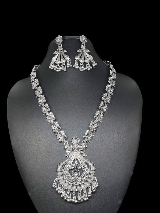 Sitaraarohi Budget Friendly Multi Color Stoned Cute and Elegant Oxidised Mid Length Necklace/Haram Set