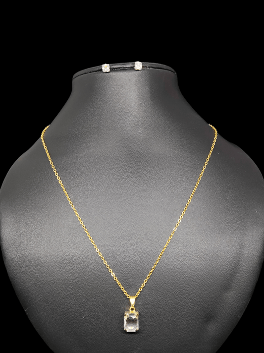 Sphatikarekha Budget Friendly Gold Plated Simple and Elegant Western Chain and Earring Combo Set