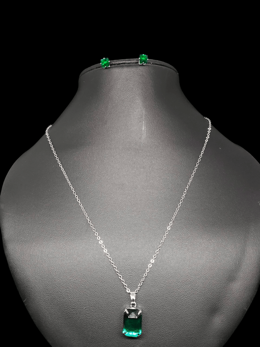 Vaiduryani Budget Friendly Silver Plated Simple and Elegant Western Chain and Earring Combo Set
