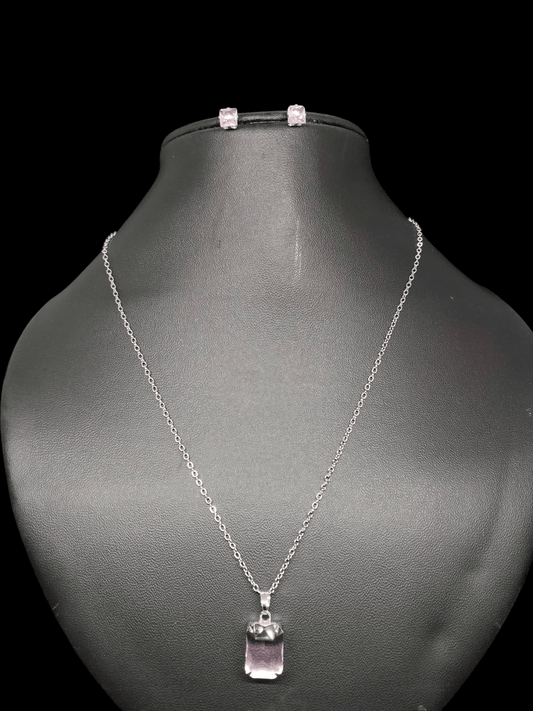 Rochana Budget Friendly Silver Plated Simple and Elegant Western Chain and Earring Combo Set