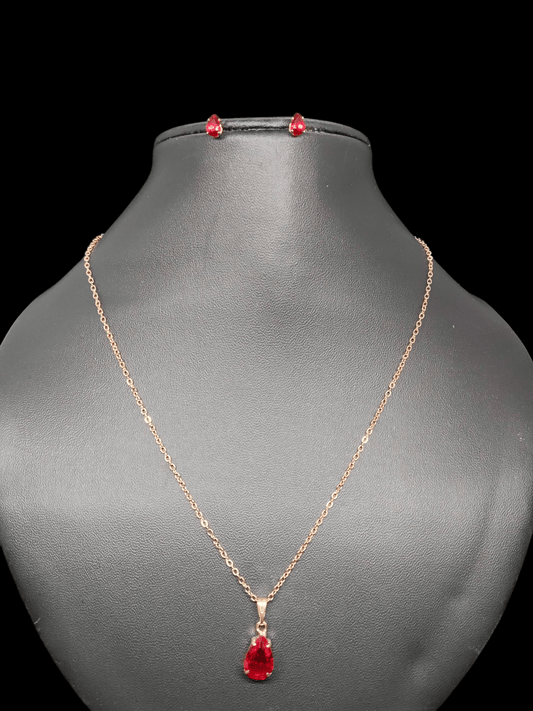 Flamora Budget Friendly Rose Gold Finished Simple and Elegant Western Chain and Earring Combo Set