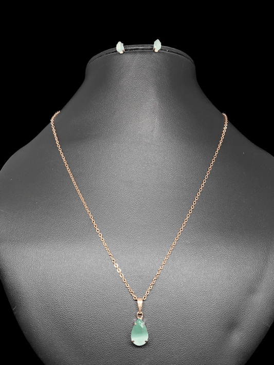 Neeramani Budget Friendly Rose Gold Finished Simple and Elegant Western Chain and Earring Combo Set