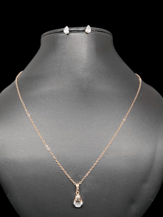 Sitara Budget Friendly Rose Gold Finished Simple and Elegant Western Chain and Earring Combo Set