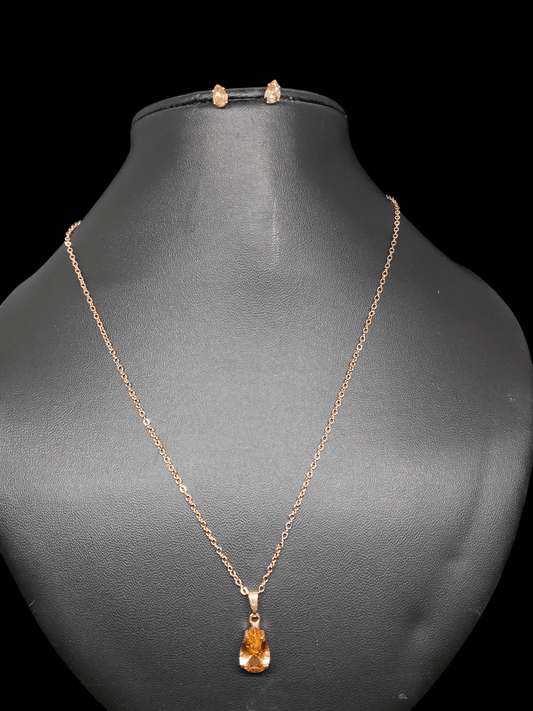Goldenya Budget Friendly Rose Gold Finished Simple and Elegant Western Chain and Earring Combo Set