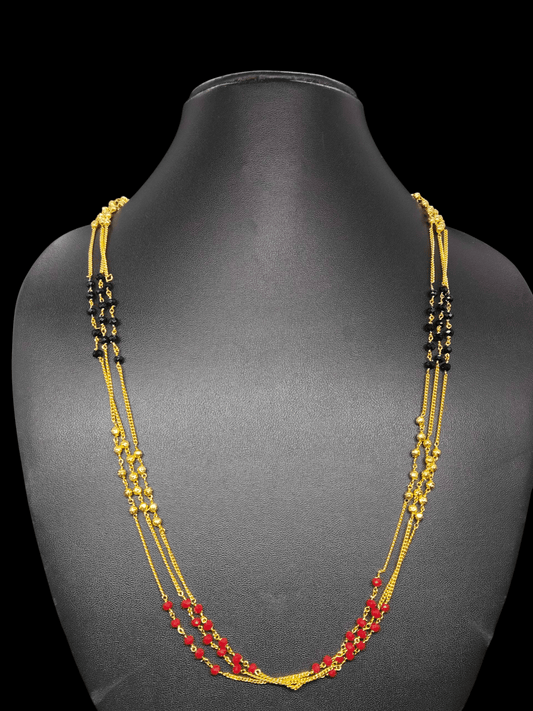 Kaajalraga Premium Quality Trending 3 Layered Mid Length Multi Colored Beautiful and Elegant Chain