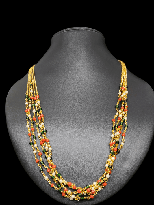 Vibrana Premium Quality Trending 5 Layered Mid Length Multi Colored Beautiful Chain Without Earring