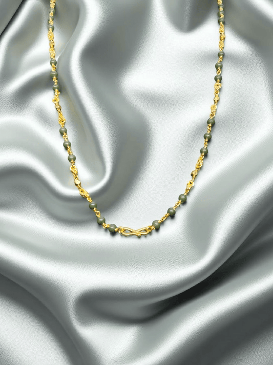 Smitalekha Budget Friendly Beautiful and Simple Long Green Color Beaded Chain