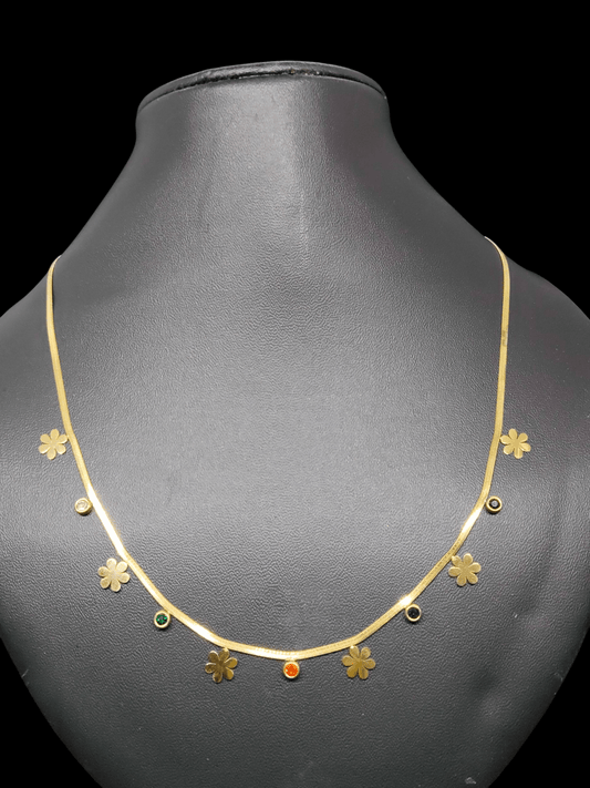Gulashri Premium Quality 22k Gold Plated Trendy and Elegant Floral Designed Stoned Western Chain