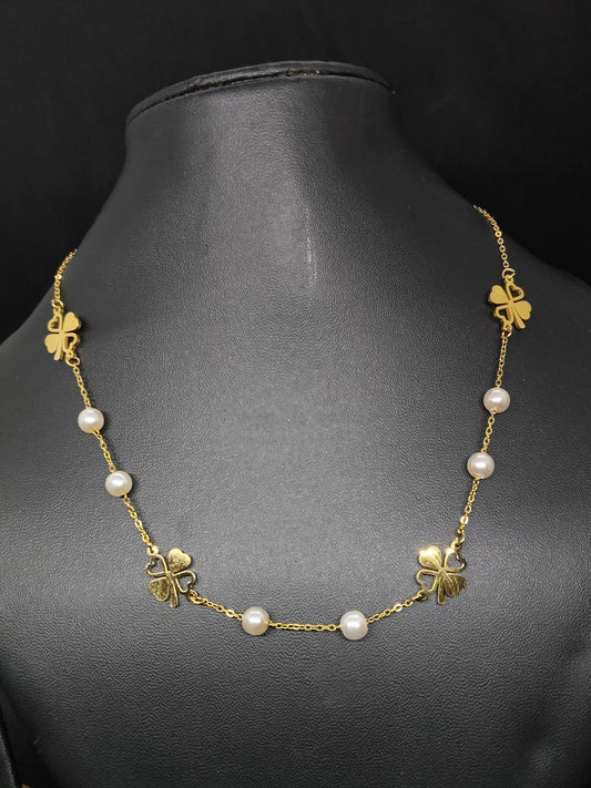 Maniharika Premium Quality Budget Friendly 22k Gold Plated Simple and Elegant Pearl Western Chain