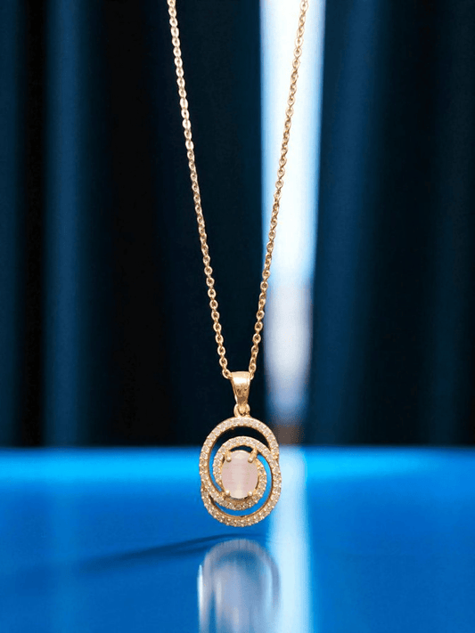 Charmora Premium Quality 18k Gold Plated Simple and Elegant Western Chain with Pendant available in 3 colors