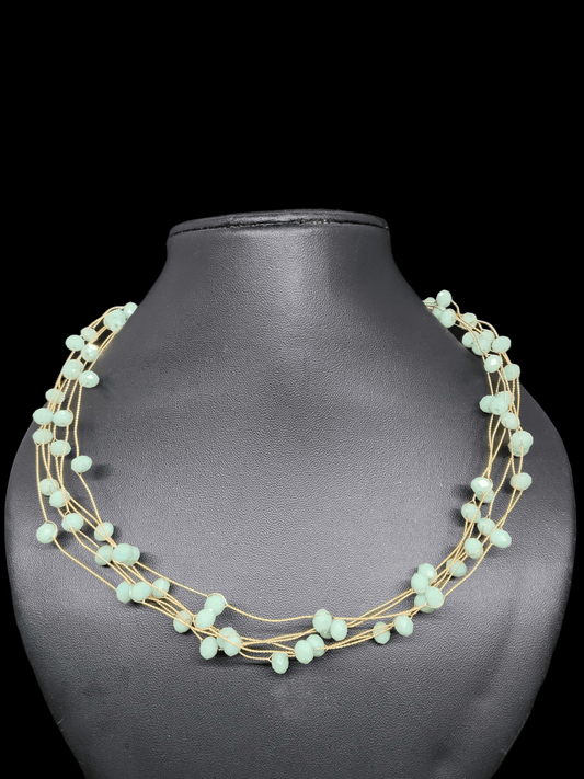 Mint Whispers 3 Layered Pastel Green Color Beaded Trendy and Stylish Western Chain