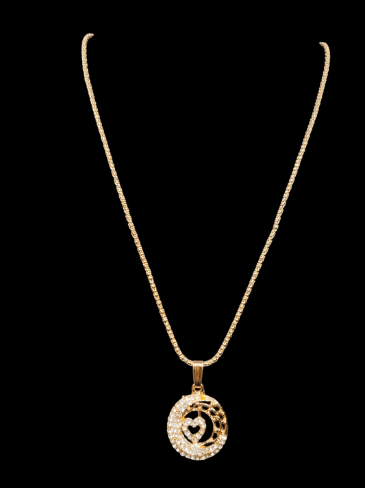 Golden Pulse 18k Gold Plated Simple and Stylish Mid Length Western Chain with Pendant