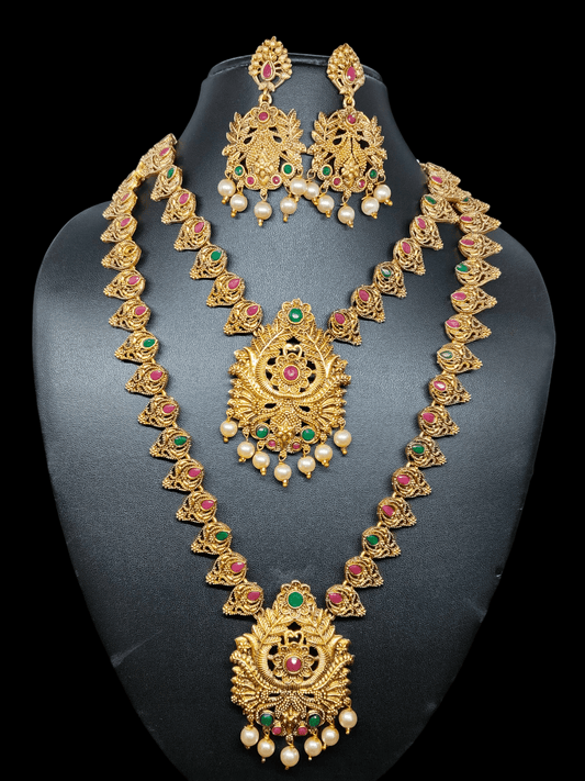 Lakshmihaar 18k Gold Plated Multi Colored Budget Friendly Traditional Combo Set