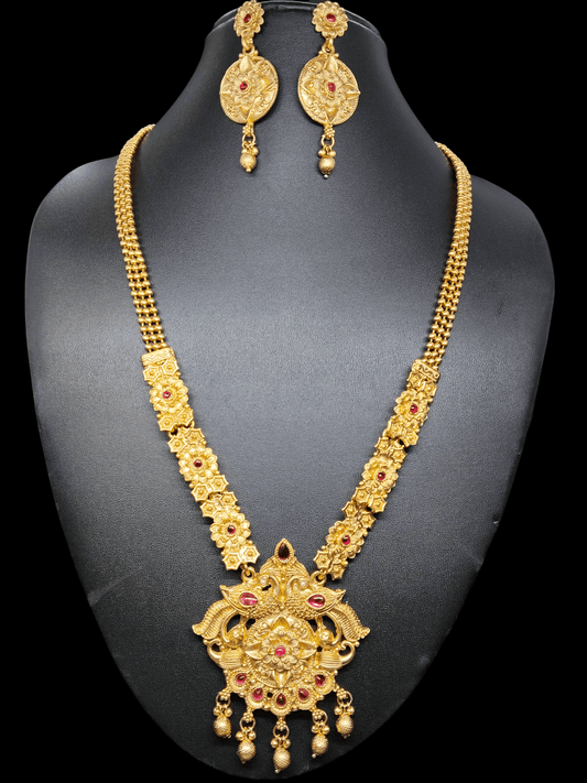 Bhagirathi Premium Quality 22k Antique Gold Plated Traditional Show Chain/Long Haram