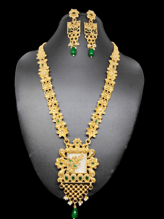 Marakatahaar Premium Quality 22k Antique Gold Plated Traditional Show Chain/Long Haram