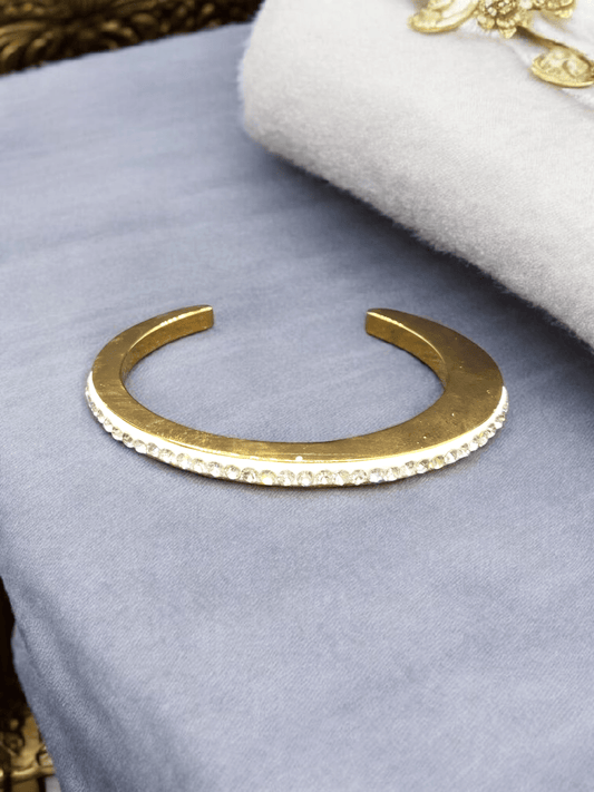 Crown Arc Premium Quality 22K Gold Plated Open Type Unisex Free Size Kada Bangles