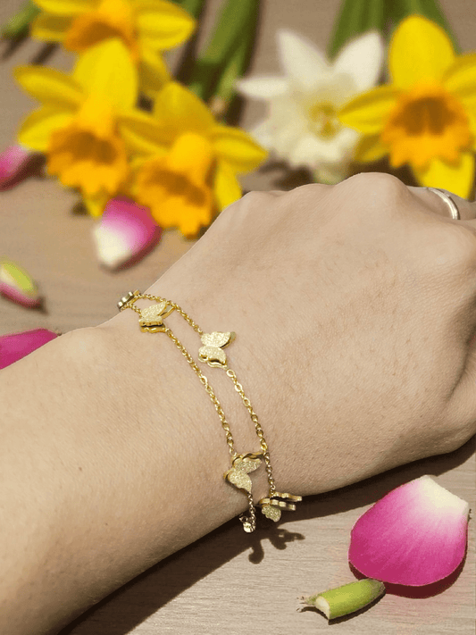 Auric Wings Two Layered Premium Quality 22k Gold Plated Trendy and Stylish Bracelet