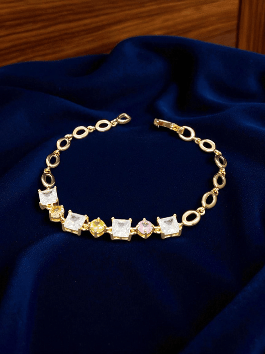 Crystal Tones Premium Quality 218k Gold Plated Budget Friendly Trendy and Stylish Bracelet