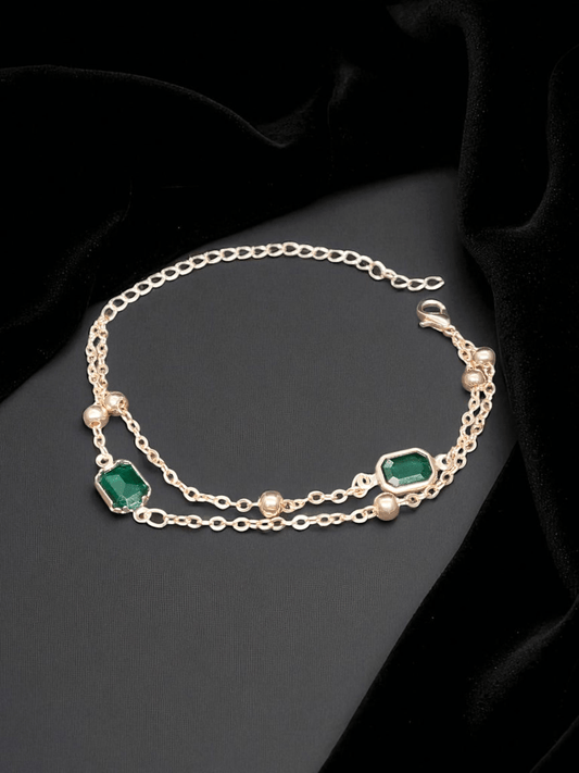 Emerald Drift Budget Friendly Rose Gold Finish Simple and cute Bracelet with Stones