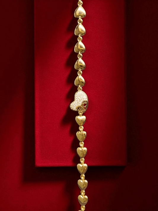 D’or Darling Premium Quality Trendy and Stylish 18k Gold Plated Heart Shape Designed Bracelet