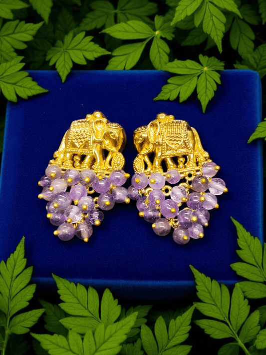 Royal Gajra Premium Quality Budget Friendly Crystal Beaded Elephant Designed Traditional Earrings