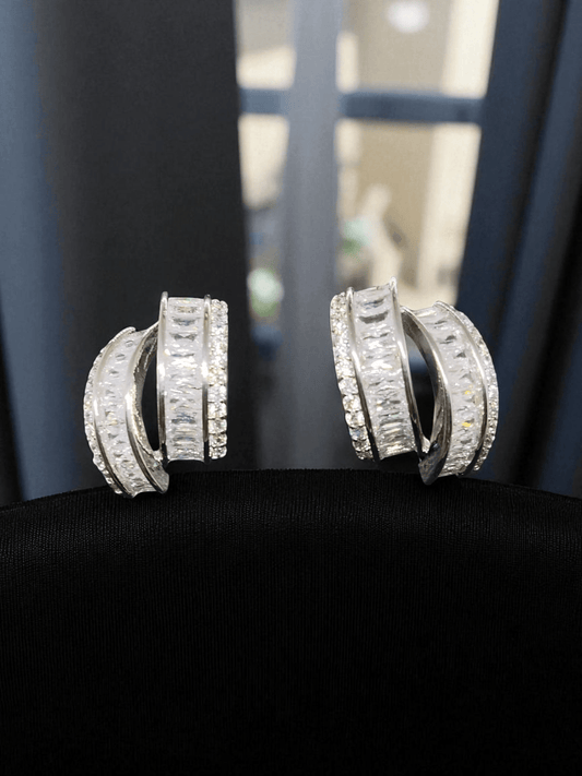 Iced Loop Premium Quality Budget Friendly Silver Plated Stud with Stoned Western Earring