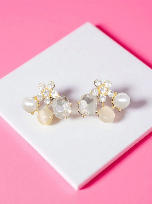 CrystalBud Stylish and Trendy Budget Friendly Pearl and Stoned Western Earring