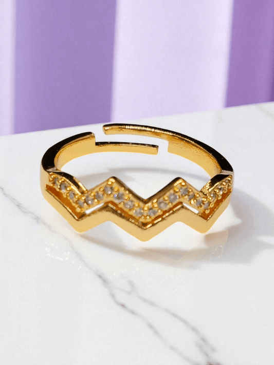 VibeRay 24k Gold Plated Budget Friendly Adjustable Stoned Ring