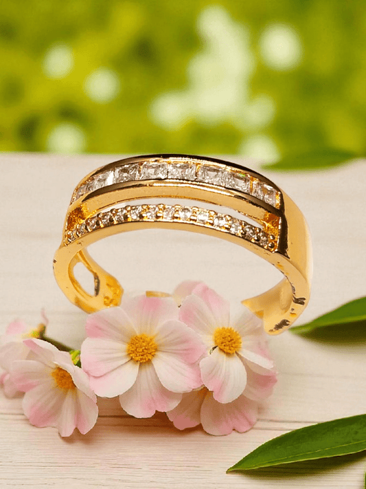 GoldSymphony 24k Gold Plated Beautiful AD Stoned Adjustable Ring