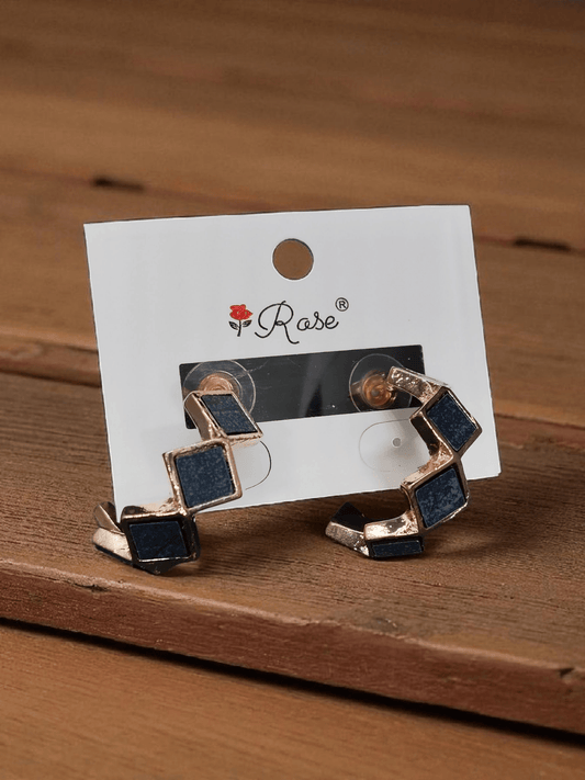 Shadow Steps Budget Friendly Rose Gold Finish Simple and Stylish Mat Black Earring