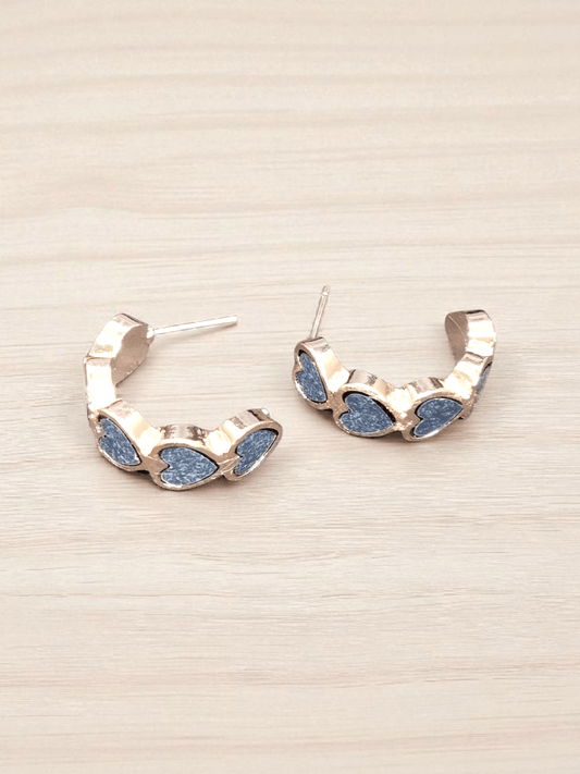 Midnight Hearts Budget Friendly Rose Gold Finish Simple and Stylish Mat Black Earring