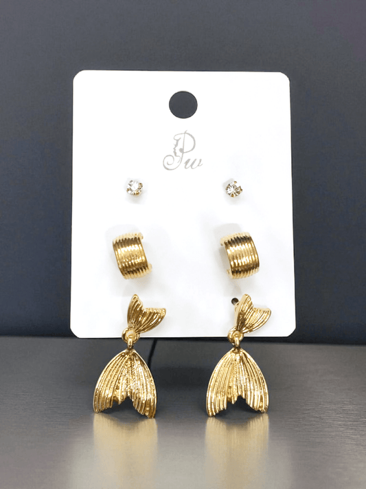 MysticFin 18k Gold Plated Budget Friendly Anti Tarnished Elegant Earring Combo Set