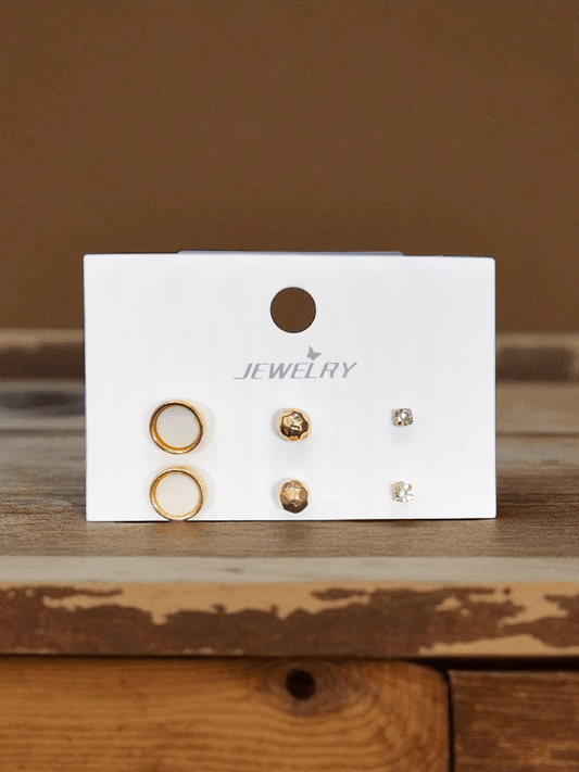 Minimaluxe 18k Gold Plated Budget Friendly Elegant Earring Combo Set In AD Stone