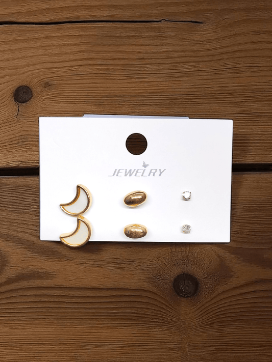 Solstice Spark 18k Gold Plated Budget Friendly Elegant Earring Combo Set In AD Stone