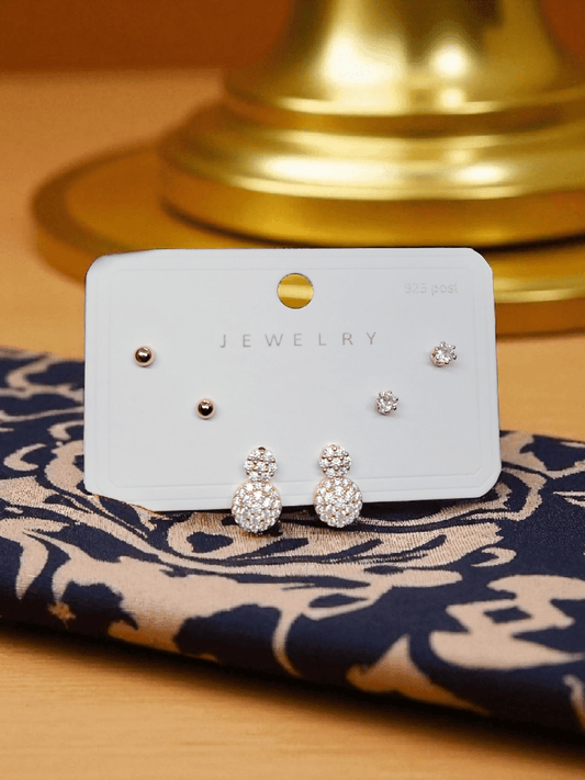 Starlit Orbs Premium Quality Budget Friendly Elegant Earring Combo Set In AD Stone