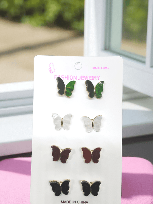 PapillonCharm Budget Friendly 4 different colors of Butterfly Designed Earring Combo Set