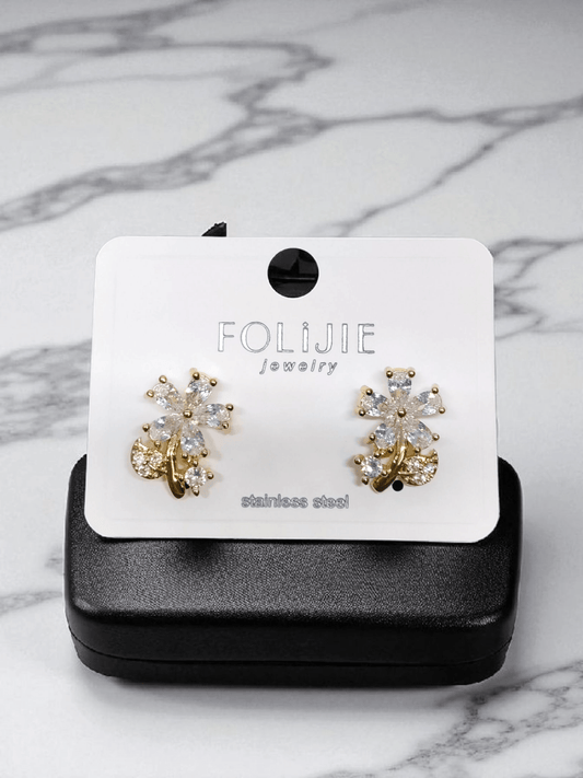 PetalRadiance Premium Quality Budget Friendly AD Stoned Trendy and Stylish Statement Earring
