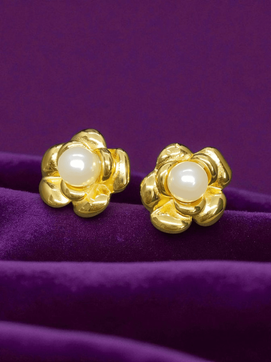 FloraMajesté Premium Quality Anti Tarnished Budget Friendly Trendy and Stylish Pearl Statement Earring
