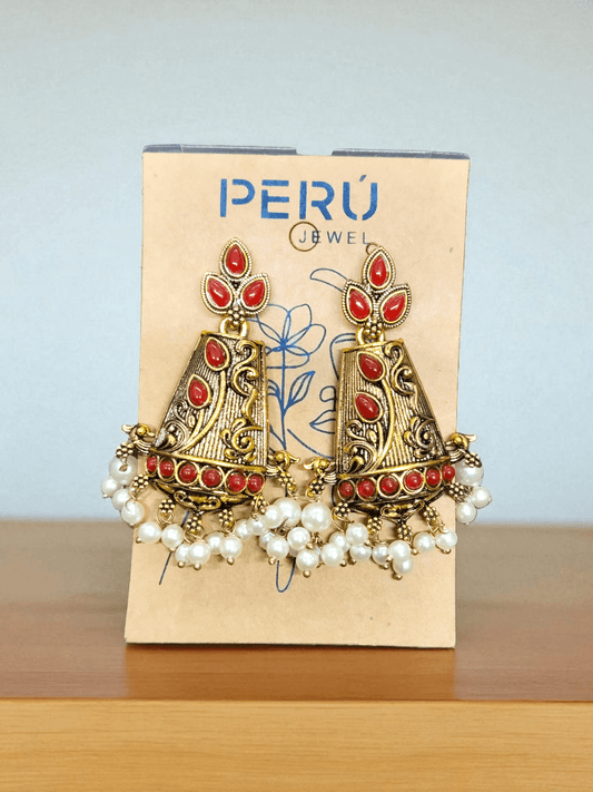 Rajkumari Bells Premium Quality Budget Friendly Stoned Trendy and Stylish Statement Earring In Antique Shade