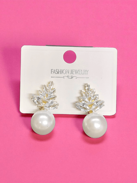 Frosted Pearlleaf Premium Quality Budget Friendly Cubic Zirconia Silver and Gold Plated Trendy and Stylish Stoned Earring