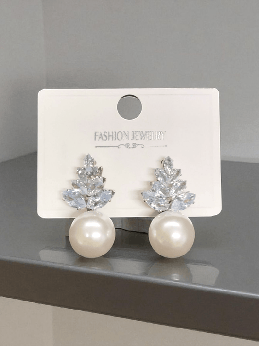 Frosted Pearlleaf Premium Quality Budget Friendly Cubic Zirconia Silver and Gold Plated Trendy and Stylish Stoned Earring
