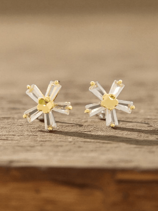 Starbeam Blossom Premium Quality Budget Friendly Cubic Zirconia Gold Plated Simple and Stylish Stoned Earring