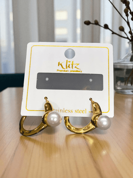 Moonlight Hoop Premium Quality Budget Friendly Anti Tarnished 22k Gold Plated Pearl Earring