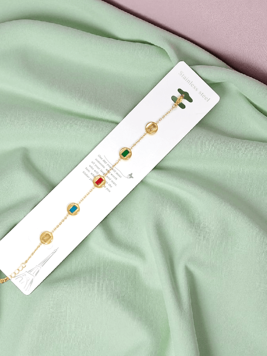 Prism Meadow Premium Quality 22k Gold Plated Stylish and Elegant Multi Colored Bracelet