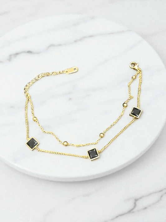 Midnight Luxe Premium Quality Budget Friendly 22k Gold Plated Trendy and Stylish 2 Layered Elegant Bracelet