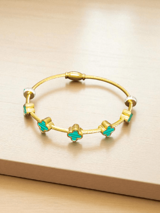 Emerald Cloverline Premium Quality Anti Tarnished Budget Friendly Stylish Magnetic Openable Bangle
