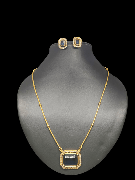 Garnet Glory Premium Quality Mid Length Simple Chain with Elegant Stoned Pendant available in 2 Colors