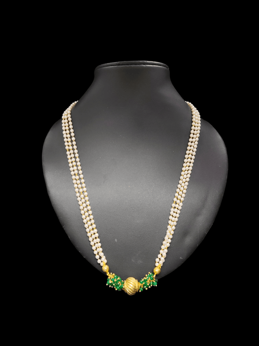 Pearl Ember Premium Quality 3 Layered Beautiful and Elegant Long Pearl Chain/Haram available in 2 Colors