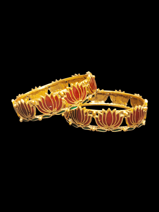 LakshmiKamala Premium Quality Trending Lotus Designed Traditional Red Color Bangle available in 2 Sizes